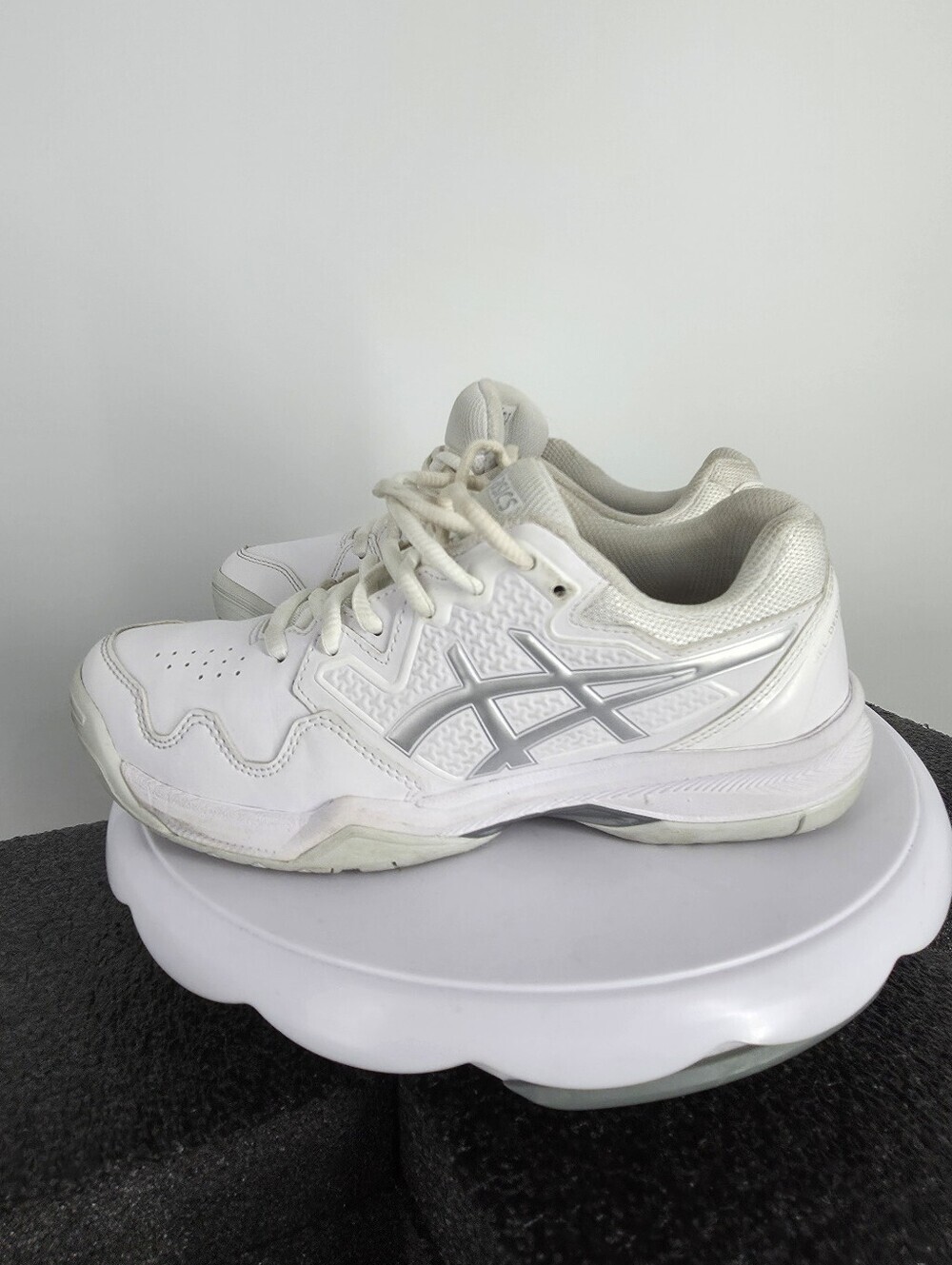 ASICS GEL-Dedicate 7 Womens Size 6 White Silver Court Tennis Shoes 1042A167
